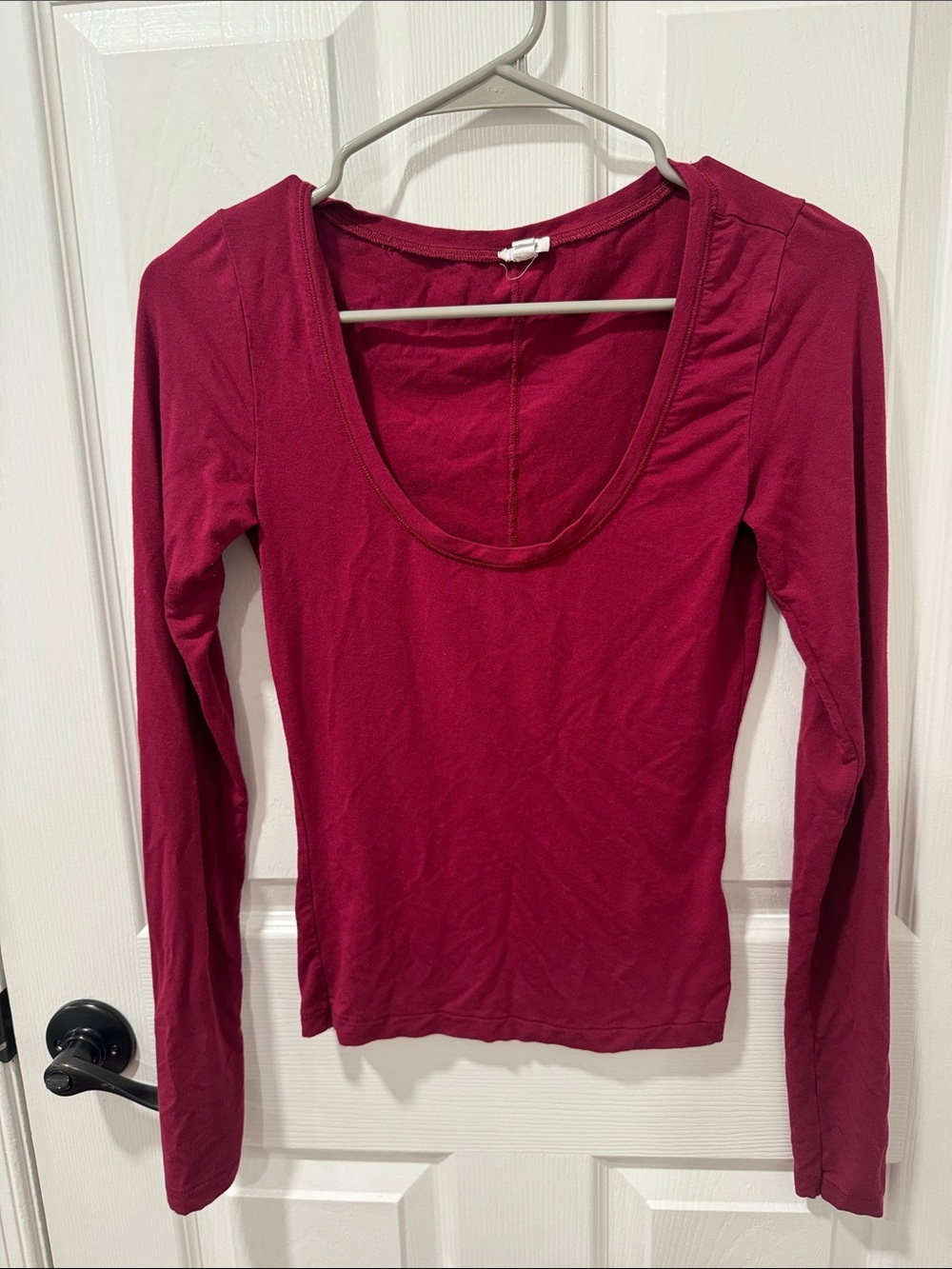 Garage Long-Sleeve Scoop Neck Top - Berry